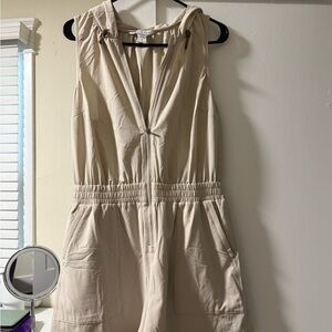 Athleta Light Tan Hooded Romper, athletic wear, small